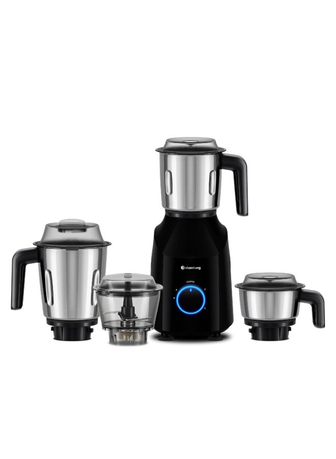 Atomberg Yulia 750 Watt Mixer Grinder | 4 Multipurpose Jars including Chopper Jar | Coarse Mode for Silbatta-like Textures | Powerful Intelligent Motor | Advanced Safety Features | Gloss Black - Image 1